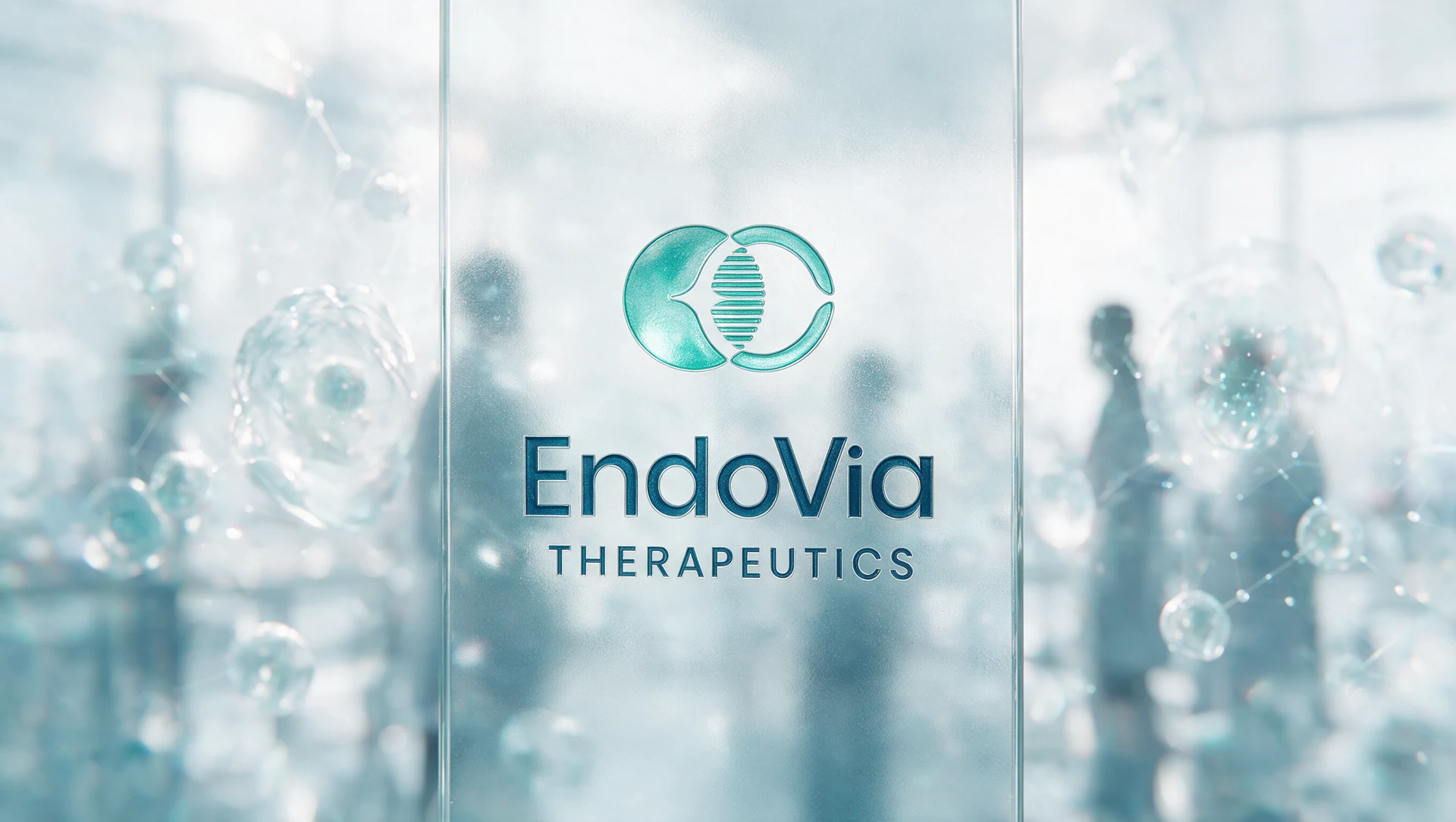 EndoVia brand visual on translucent glass
